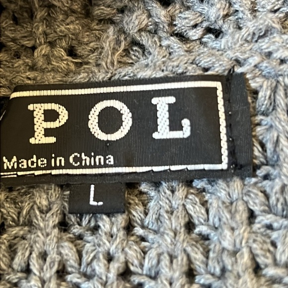 POL Chunky Chenille Knit Cardigan Grey Oversized Crochet Cabincore Cozy Large - Picture 7 of 8